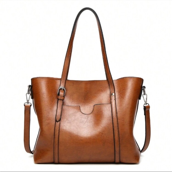 Luxe Vegan Leather minimalist Tote Bag - Picture 5 of 6
